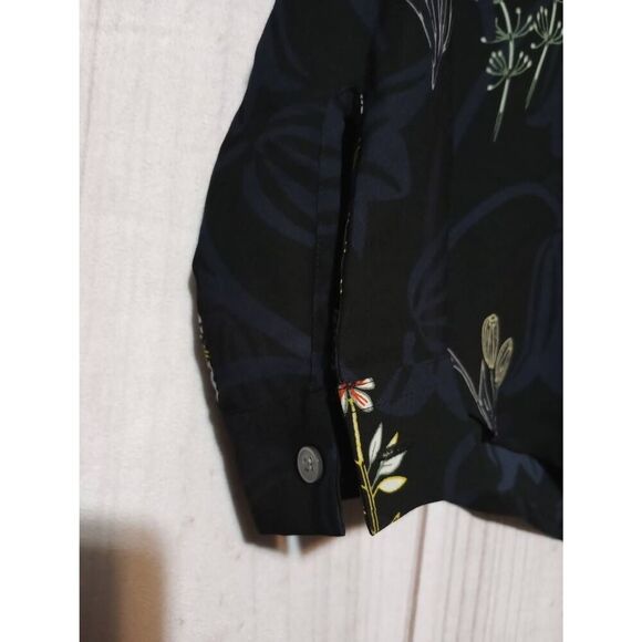 Ann Taylor Loft Shirt‎ Ladies Extra Small Black Floral Semi Sheer Long Sleeve - Picture 4 of 8